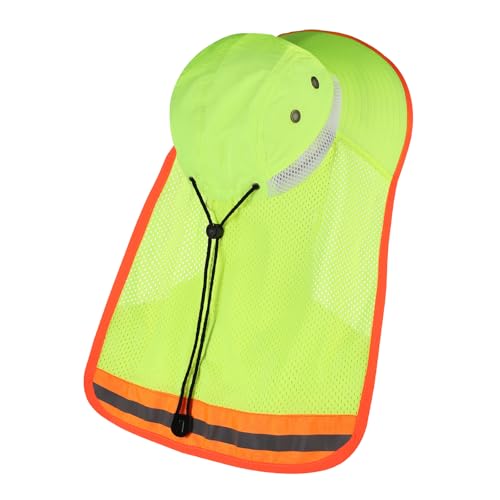 Image of High Visibility Sun Bucket Hat Reflective Neon Boonie Hat Summer Wide Brim Mesh Fishing Cap for Men Women