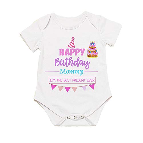 G-Amber Happy Birthday Daddy Mommy Baby Boys Girls Romper Bodysuit Infant Funny Letter Jumpsuit Outfit 0-24Months