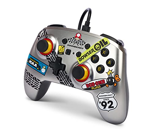 PowerA Manette filaire améliorée pour Nintendo Switch, modèle Switch OLED et Nintendo Switch Lite, accessoire de jeu, manette de jeu, manette filaire, sous licence officielle - Mario Kart