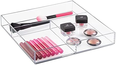 mDesign Cosmetic Tray - Dressing Table Organiser - Makeup Storage Box - Clear