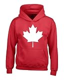 shop4ever Canada White Leaf Sudadera con capucha, Rojo, Medium