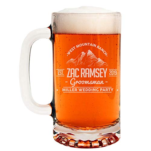 Personalized Etched 16Oz Glass Beer Mug Stein - Custom Engraved Christmas Gifts For Men, Dad Drinking Birthday Glasses, Gifts For Him, Ramsey #TOP7