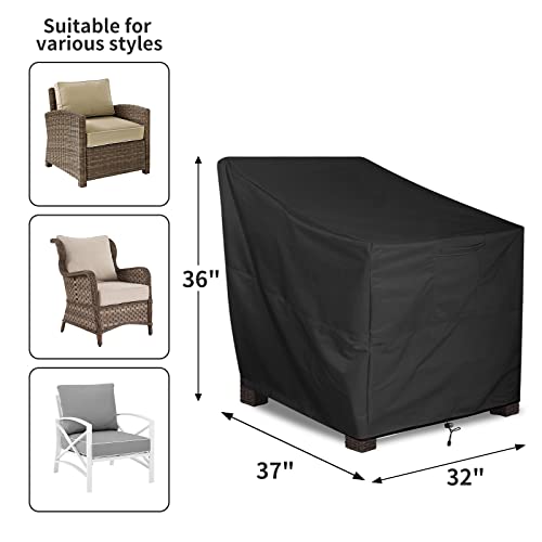 Alster Outdoor Chair Covers 2 Pack, Patio Chair Covers(32" L X 37" W X 36" H), Durable And Waterproof Black Furniture Covers For Lounge Deep Seat, Rain Snow Dust Wind-Proof #TOP1