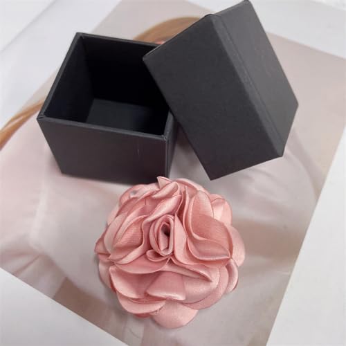 Image of Dainty Silk Rose Flower Brooch Lapel Pins for Women Men Handmade Fabric Flower Brooches Pin Classic for Wedding Party Dance Banquet Dress Suit Clothes Accessories Jewelry Gifts 60mm
