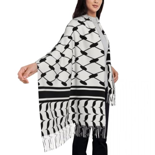 Womens Scarf - Novelty Palestine Flag Fringe Scarves Winter National Symbols Printed Stole,Elegant Soft Scarf3