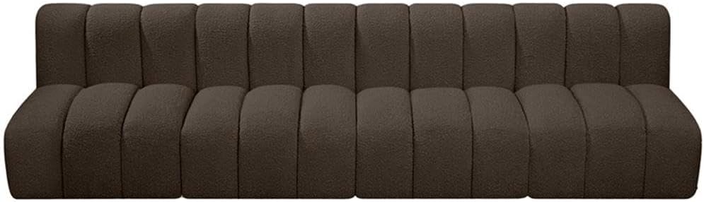 BOWERY HILL Modular Sectional Sofa, 119" W x 31" D x 30" H, Brown Boucle Fabric Upholstery, Deep Channel Tufting, Contemporary Design, Versatile Living Room Furniture