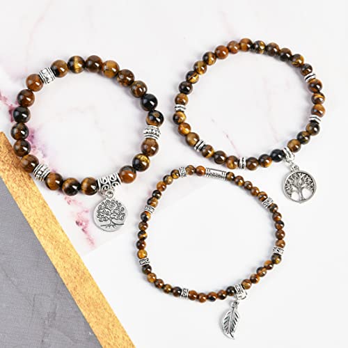 Image of YGLINE Tree of Life Yoga Healing Stone Bracelets,Multilayer Lotus Chakra Stone Reiki Bracelet Sets,Anxiety Crystal Natural Stone,for Women Stress Relief