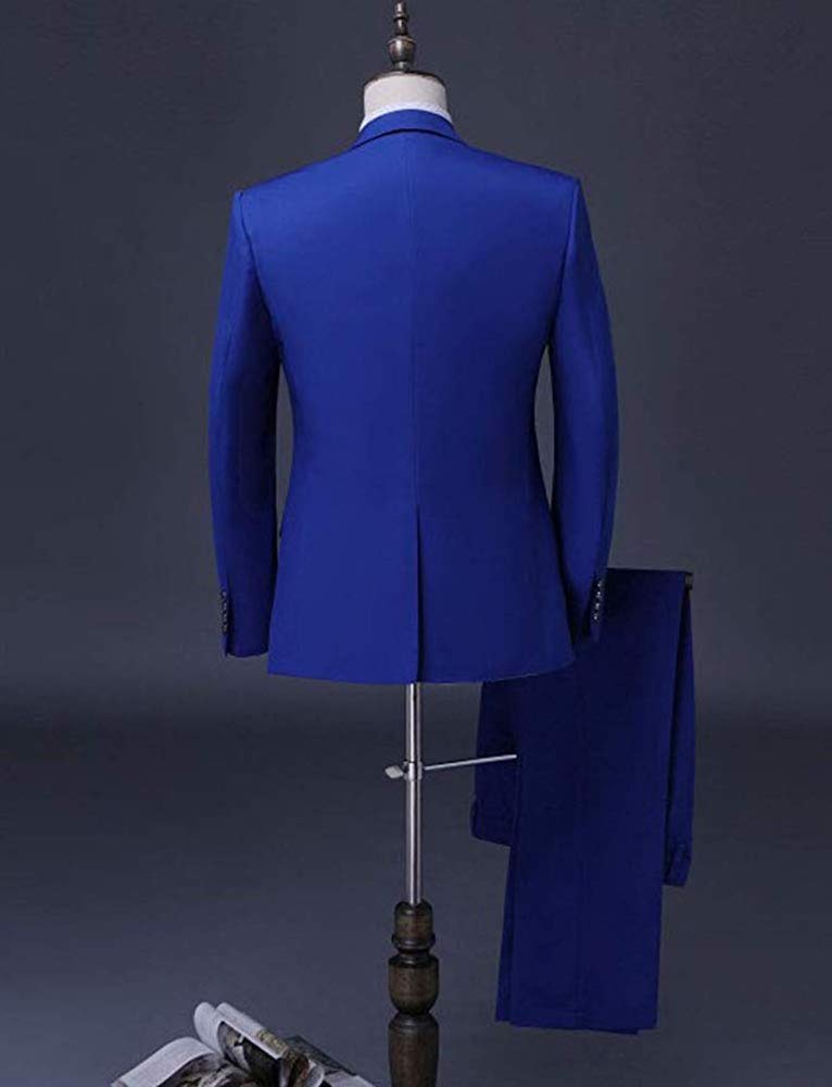 Uomo 3 Pezzi Tacca Risvolto Abiti Da Sposa Slim fit Royal Blue Sposo Smoking Suit