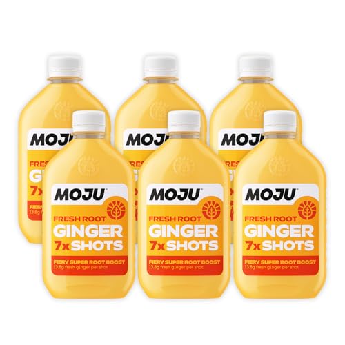 Image of MOJU Ginger Dosing Bottles (6 x 420ml Pack, 42 Shots), Immune Support, Natural Ingredients, No Added Sugars or Sweeteners, Vegan, Ginger Shots