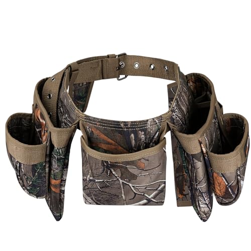 MELOTOUGH Camo Tool Belt with Pouches for Electrician & Carpenter, Heavy Duty Adjustable Work Utility Belt for Men, Industrial-Grade Tool Rig Organizer, Work Apron(Camo）