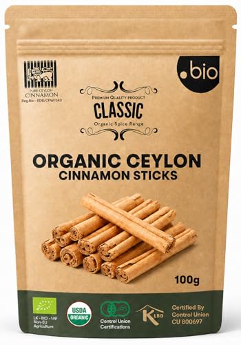 Organic Ceylon Cinnamon Sticks | Usda Certified Organic |100% Ceylon Cinnamon | Premium Quality Truecinnamon| 1.76 Oz (50G) Resealable Bag