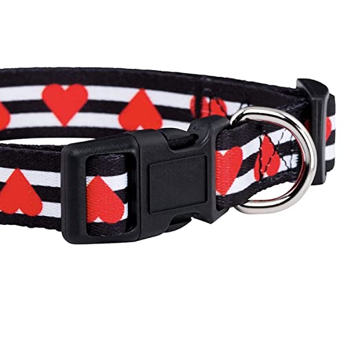 Native Pup Valentine's Day Heart Dog Collar, Cute Pink Red Puppy Gift (Large, Striped Hearts) #TOP5