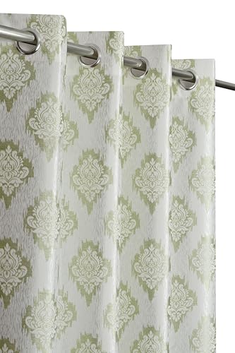 Image of Yarnis Polyester Damas Printed Room Darkening Curtains 6 Feet Long for Door & Windows Living Room, Green, Parda, 1 Piece