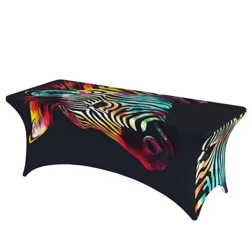 Nappe ajustée stretch zèbre multicolore en élasthanne de qualité - 2