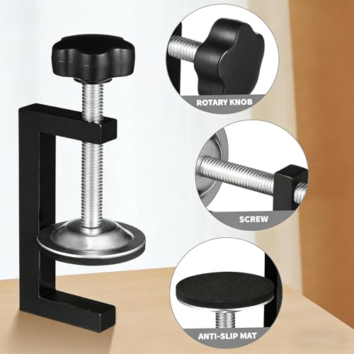 Image of 2PCS Woodwork C Clamps - Wooden Panel Holder for Woodworking & Metalworking and DIY Projects - Adjustable Table Clamp with Anti-Slip Mat