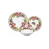 Juego de platos de porcelana fina de la colección Xmas Carol. Haz que tu Navidad sea única, con un servicio de mesa de colores y excelente calidad, platos de mesa y de decoración. El juego de mesa incluye: 6 platos llanos de 27 cm, 6 platos hondos de 23 cm, 6 platos de postre de 19 cm