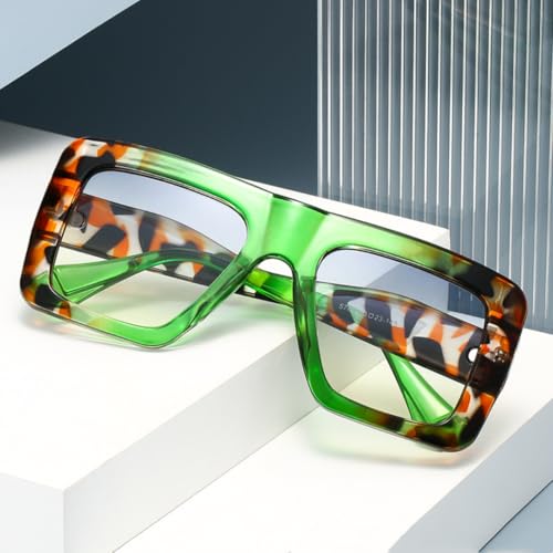 Lunettes de soleil dégradé léopard au design rétro et géométrique