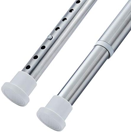 Stainless Steel Spring Tension Rod Extendable Telescopic Shower Curtain Pole Heavy Duty Hanging Bar with No Drilling, 160-210cm, Silver