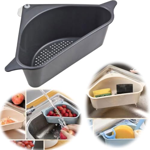 LS-LebenStil Spülbecken Organizer 28cm Grau Dreieck Abtropfsieb mit...