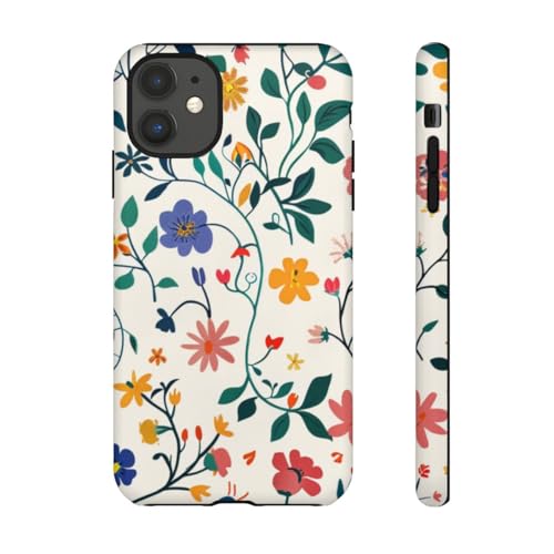 Coque iPhone 11 motif floral coloré et lierre rigide mate
