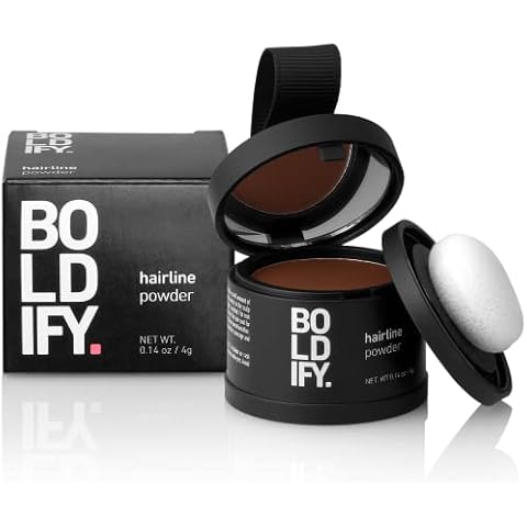 BOLDIFY Hairline Powder (Medium Brown) Conceals Hair Loss and Fills In Receding Hairlines, Bald Spots, and Wide Parts - Stain-Proof 48 Hour Formula for Hair & Beard - Root Concealer Cover