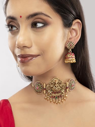 Real Kemp Gold Plated Goddess Lakshmi Choker Set