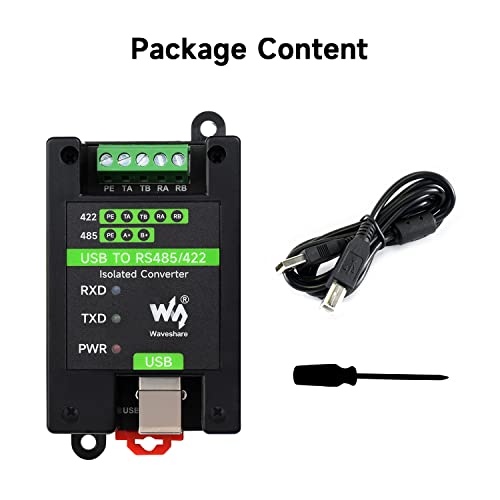 Waveshare USB to RS485/422 Industrial Grade Isolated Converter, Onboard Original FT232RL and SP485EEN, Multiple Protection, Wall-Mount and Rail-Mount Support - Image 3