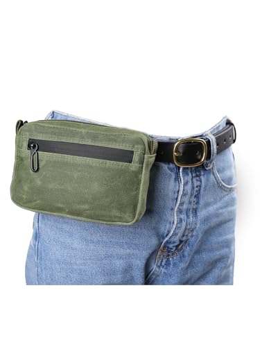 Sayram SP7 EDC - Bolsa de cinto de lona encerada com fecho, bolsa EDC para homens, bolsa para cinto, bolsa organizadora de cinto EDC antirroubo para uso diário, Cera de óleo verde