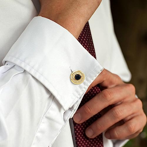 Mancuernillas hombre oro amarillo 14K con ónix y diamante miniatura 4
