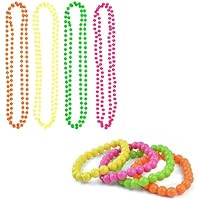 BOBOZHONG Collares de Cuentas de neón,8pcs Juego de Collar y