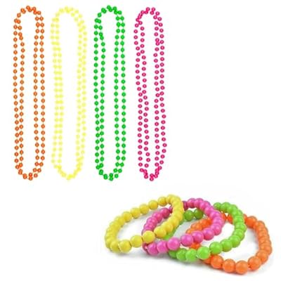 BOBOZHONG Collares de Cuentas de neón,8pcs Juego de Collar y Pulsera de Cuentas de neón,Accesorio para Disfraz de los 80 para Festivales,Raves | Ya disponible en tu tienda friki favorita! En mundofriki.es!
