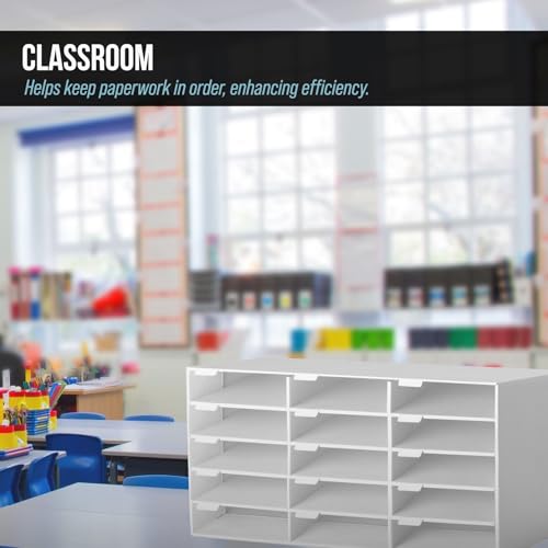 AdirOffice Cardboard Classroom Mailbox, and Office Mail Organizer with Name Slots, (15 Slot, White) - Thumbnail 5