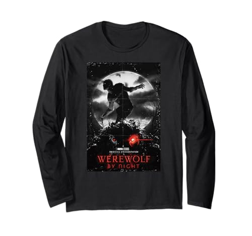 T-shirt Werewolf by Night Marvel Man-Thing manches longues motif pleine lune Disney+