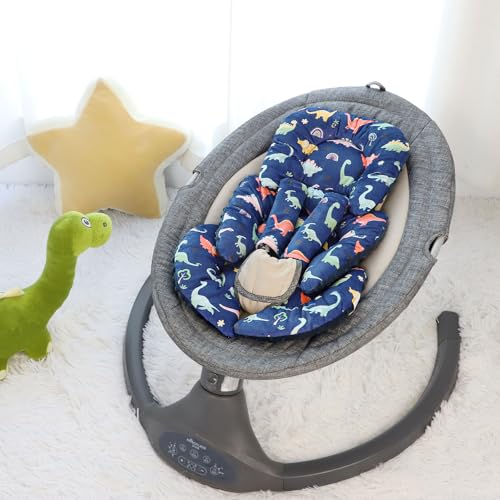 Image of Infant Car Seat Insert Cushion, Super Soft Baby Car Seat Head Support & 2 Straps Pads, Reversible Preemie Newborn Carseat Insert, Fit Car Seat, Stroller, Infant Bouncer, Blue Dinosaur