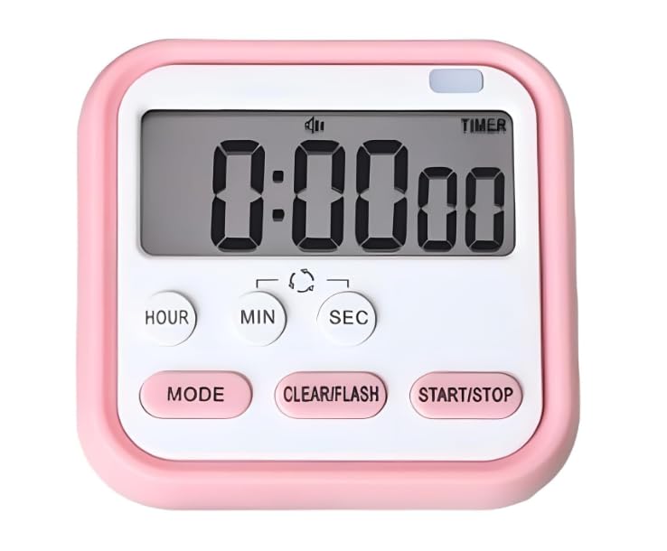 Image of Stopwatch Timer for Study Kitchen Timer Large LCD Screen 24hr Digital Display Magnetic Retractable Stand Loud Alarm Stop Watch Countdown Flashing Light Study Timer for Students Cooking