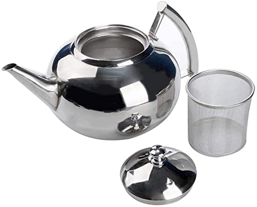 Toolzia Stainless Steel Teapot with Tea Strainer Premium Tea Pot 35oz 1500ml,Silver, 1.5L - Image 2