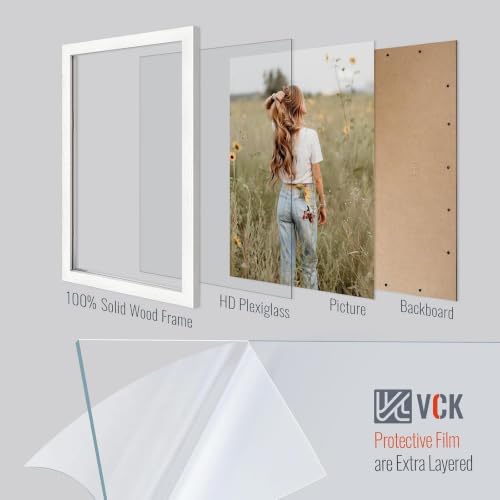 Image of VCK 14x22 Picture Frames 3 Pack, White Wood Poster Frame, Wall Display | Easy Hanging, 1.1in Wide Border, Clear Plexiglass, Horizontal & Vertical for Artwork, Photo Wall, Gallery, Home & Hallways