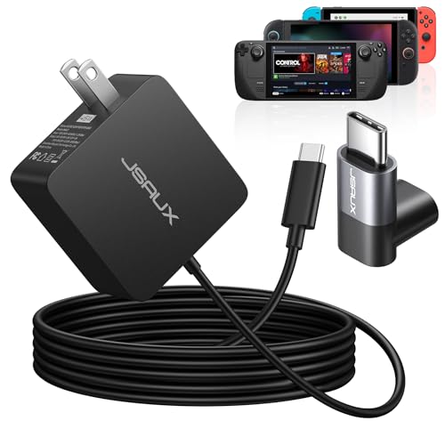 JSAUX 45W USB C Charger for Steam Deck/OLED, 5FT Cable Type C PD 3.0 45 Watt Fast Charging Compatible with Nintendo Switch 2, Switch/OLED, MacBook, Samsung S25 S24 S23 S22, iPhone 16/15, iPad, Pixel