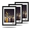 LEDU® Set van 3 fotolijsten | DIN A4 | 21×30 | zwart | hout | MDF | plexiglas | fotolijst | ideaal voor collageportretten & certificaten | zwarte houten lijst met onbreekbaar acrylglas