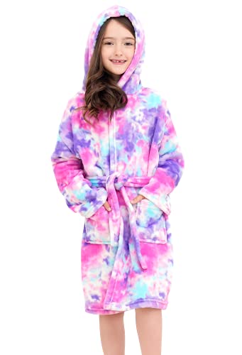 Image of Doctor Unicorn Soft Hooded Rainbow Bathrobe Sleepwear for Girls