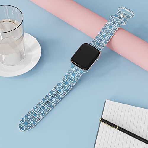 Image of Compatible with Apple Watch Band 41mm 40mm 38mm 49mm 45mm 44mm 42mm Women Girl, Victoria Print Lace Hollow-out Soft Silicone Sport Bands For iWatch Ultra SE Series 10 9 8 7 6 5 4 3 2, Vic-38