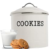 Airtight Cookie Jar/Large Cookie Jar - Cookie Jars with Lids/Cookie Container, Ivory Cookie Tin, Cookie Tins with Lids, Cookie Jars for Kitchen Counter Decorative - Makes a Great Dog Treat Jar