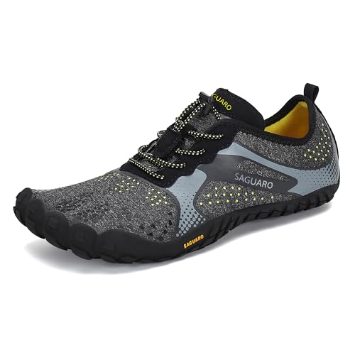 SAGUARO Damen Herren Barfussschuhe Schnell Trocknend Barfußschuhe rutschfest Fitnessschuhe Atmungsaktiv Wassersportschuh Leicht Traillaufschuhe for Minimalistische, Schwarz 38