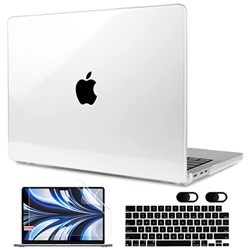 MEEgoodo Case for MacBook Air 13.6 inch Case 2022 Released A2681 with M2 Chip, Laptop Hard Shell Cases with Keyboard Cover & Camera Cover Compatible with MacBook Air M2 Case, Glossy Clear