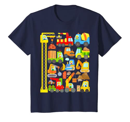 Enfant Véhicules chantier excavatrice bulleur grue camion garçon T-Shirt