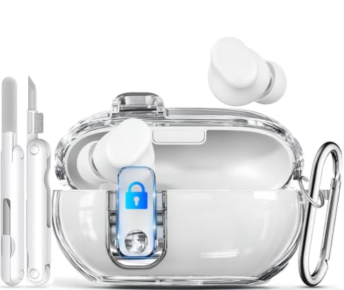3-in-1 Secure Lock Case for Beats Solo Buds 2024 with Cleaning Kit & Keychain Ekoonpft Anti-Yellowing Clear Cover Compatibility with Beats Solo Buds Wireless Earbuds Drop and Scratch Protection