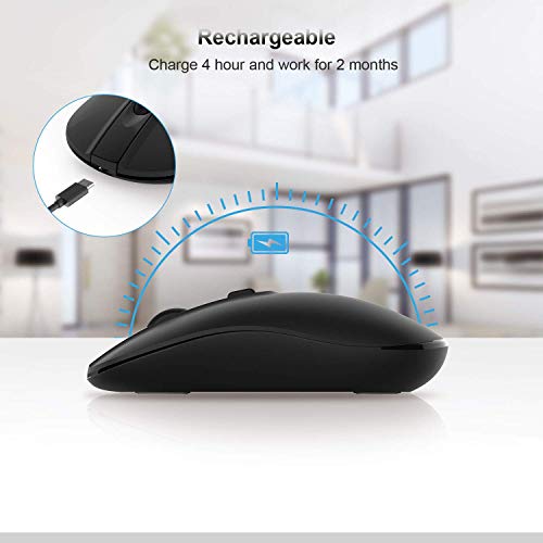 Image of cimetech Wireless Rechargeable Mouse, Rechargeable 2.4G Slim Quiet Mouse with USB Nano Receiver, 5 Adjustable DPI 2400 /2000 /1600 /1200 /800 - Black