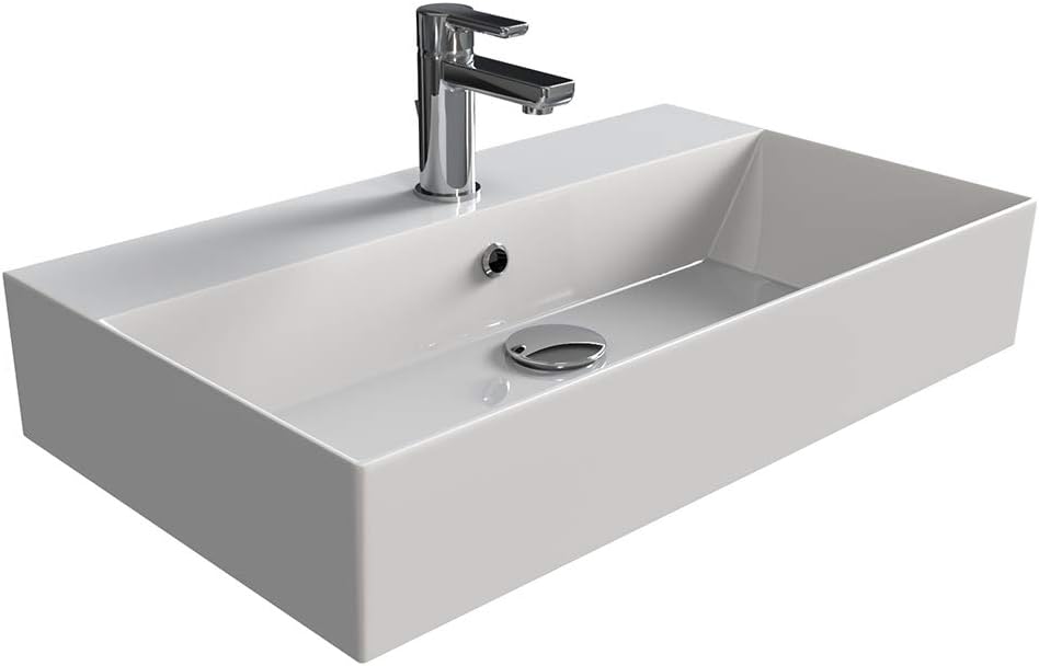Aqua Bagno KS. 70 Design Wash Basin/Counter Top Basin 70x42 cm Ceramic White Wash Bowl