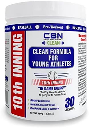 College Bound Nutrition Youth Baseball & Softball in-Game Energy 10th Inning | Vitamins, Electrolytes, Amino Acids for Explosiveness, Stim-Free (30 Servings)