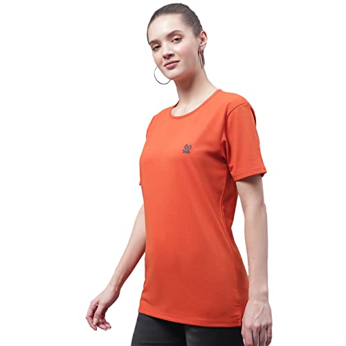 Image of Mack Jonney Women Round Neck Cotton Solid Regular Fit T-Shirt-T Anthraa 001-P
